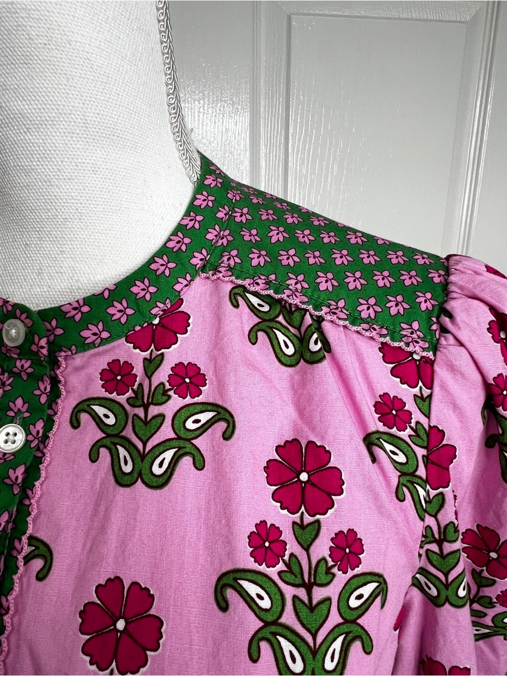 Boden Arabella Cotton Blouse Meadowsweet Pink Pansy Stamp Floral Top Size 6 - Picture 10 of 16